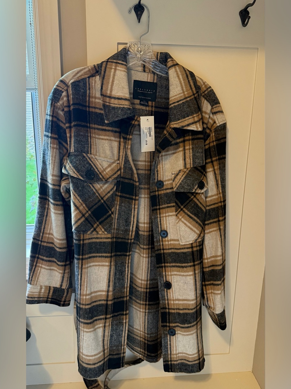 Sanctuary A New Day Plaid Shacket Jacket - Black & Cream